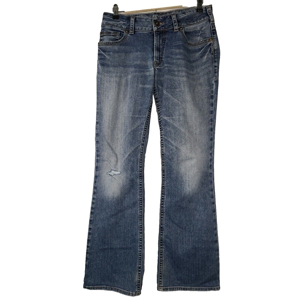 Silver Jeans Suki Bootcut Womens Size 29 Blue Denim Low Rise Distressed BOHO